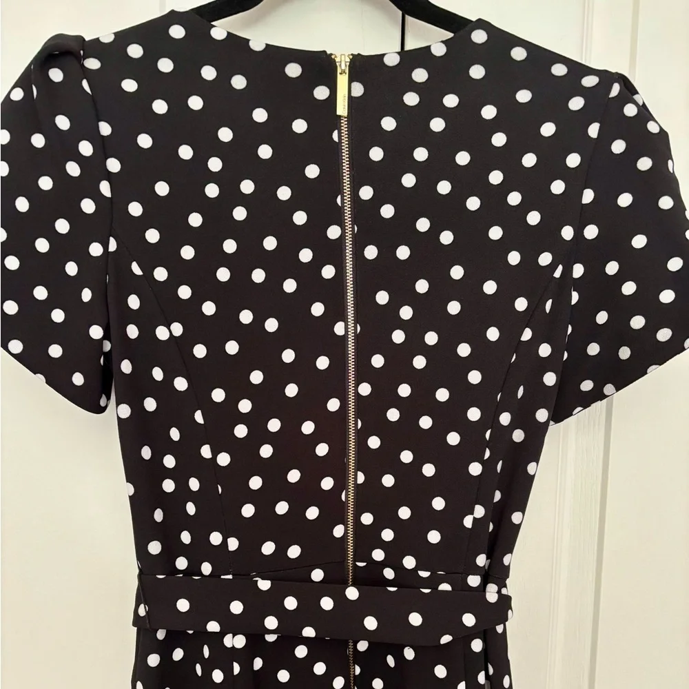 Calvin Klein Black Polka Dot Jumpsuit | Size 4 | Belted, Back Zip, Short Sleeve